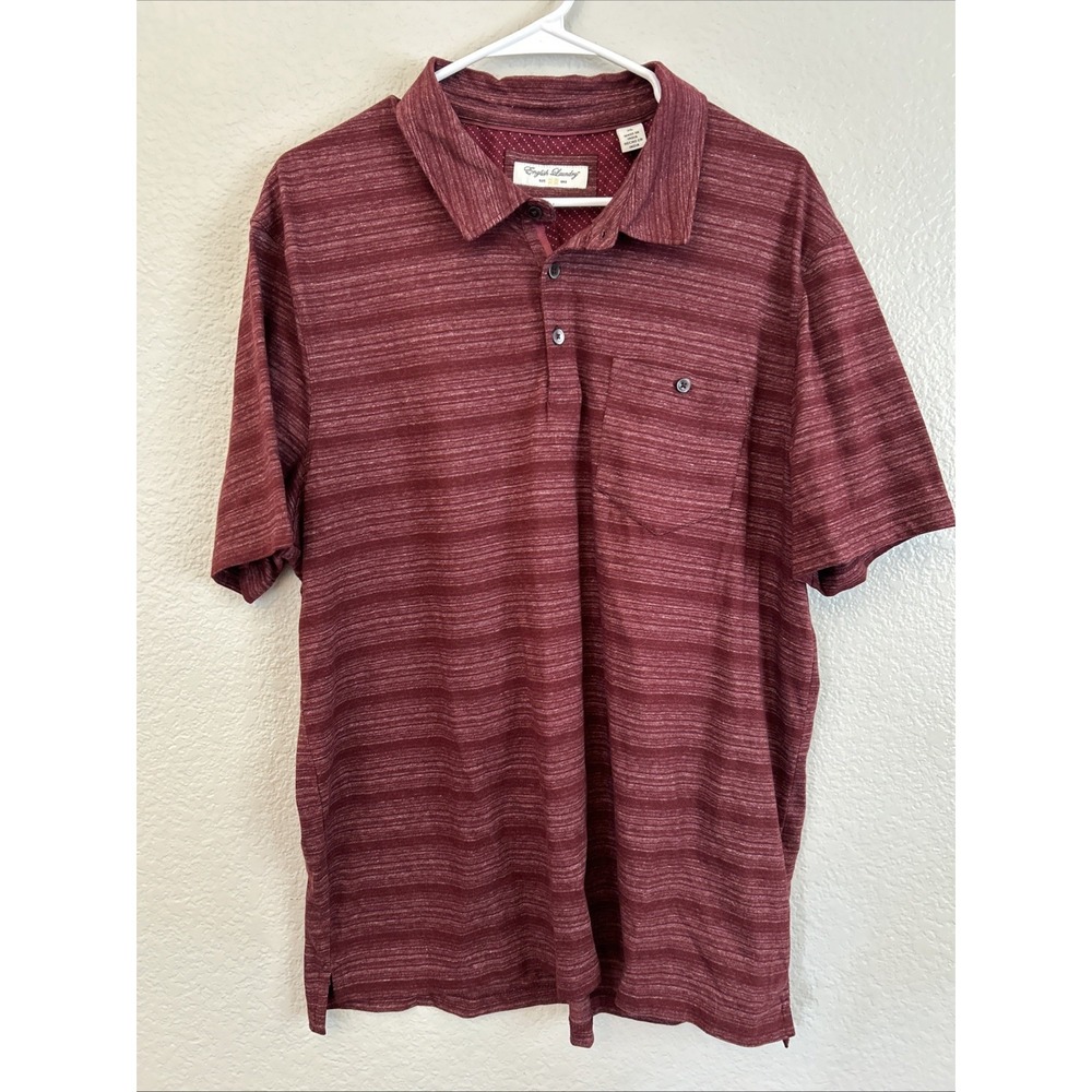 English Laundry Short Sleeve Casual Polo Shirt Wine Mens Size XL